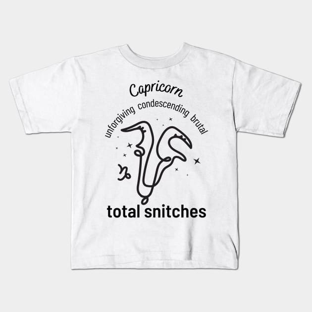 Funny Zodiac - Capricorn Kids T-Shirt by Slightly Unhinged